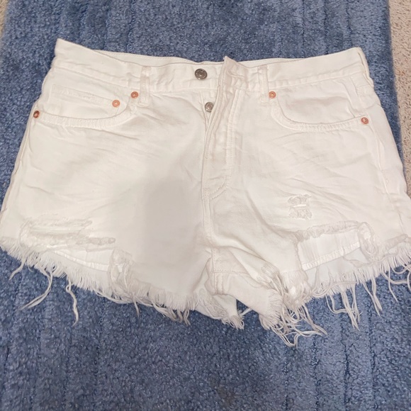 Free People White Jean Distressed Shorts - Picture 1 of 5